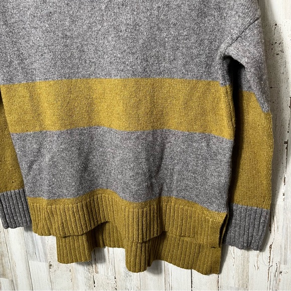 Eileen Fisher Gray Yellow Mustard Striped Sweater Yak/Wool Blend Womens Size XS - Picture 2 of 5